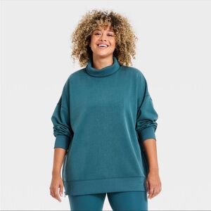 All in Motion Deep Teal Funnel Neck Pull Over NWT